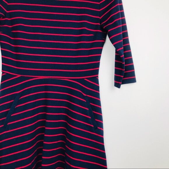 Gap Fit & Flare 3/4 Sleeve  Crew Neck stripe Midi dress Women Size S - Picture 5 of 16